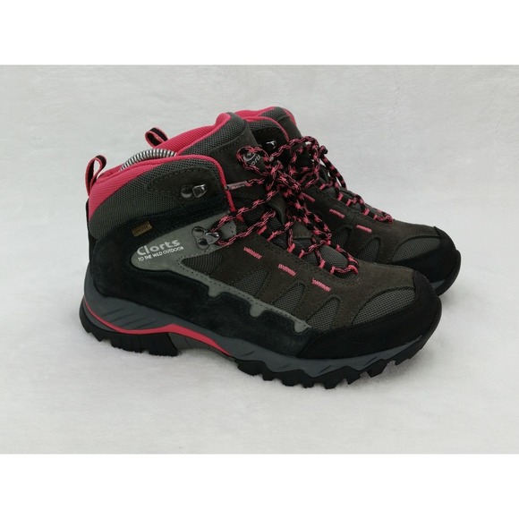 Clorts Shoes - Women's CLORTS HKM-823E All Terrain Gray Pink Suede Hiking Trail Boots Shoes 7.5